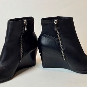 Michael Kota Black Leather wedge booties